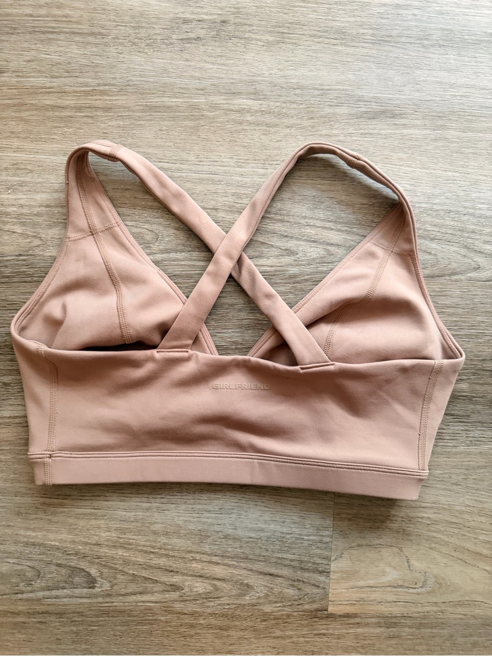 girlfriend collective Cross-Back Bralette in Blush Nude - Picture 2 of 4
